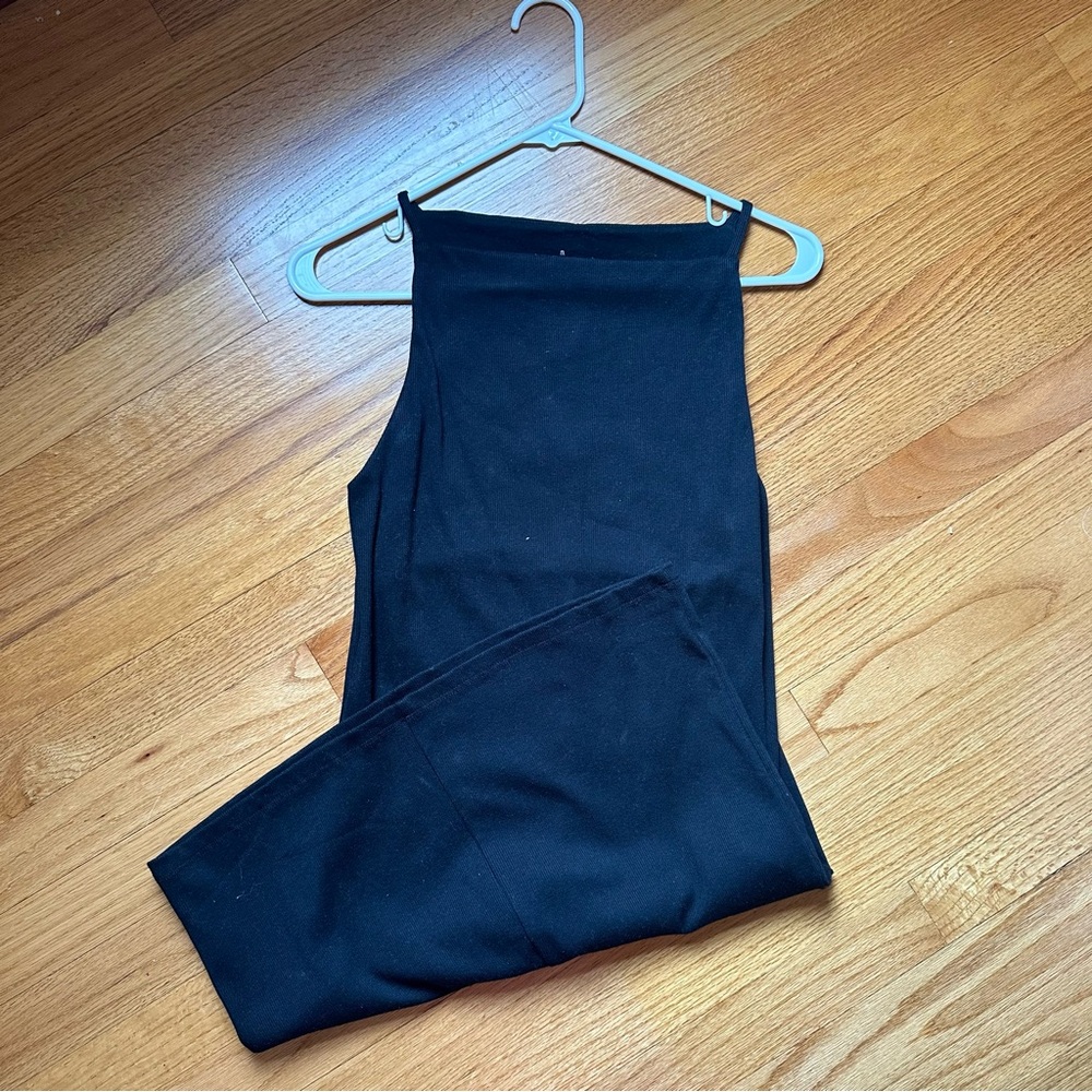 Black Square Neck Midi Dress